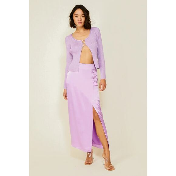 NWT! Line & Dot Lilac Satin Adelyn Midi Skirt - Size Small - Picture 3 of 10